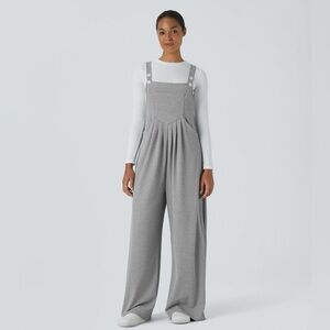 Halara Adjustable Strap Button Multiple Pockets Waffle Overalls grey small